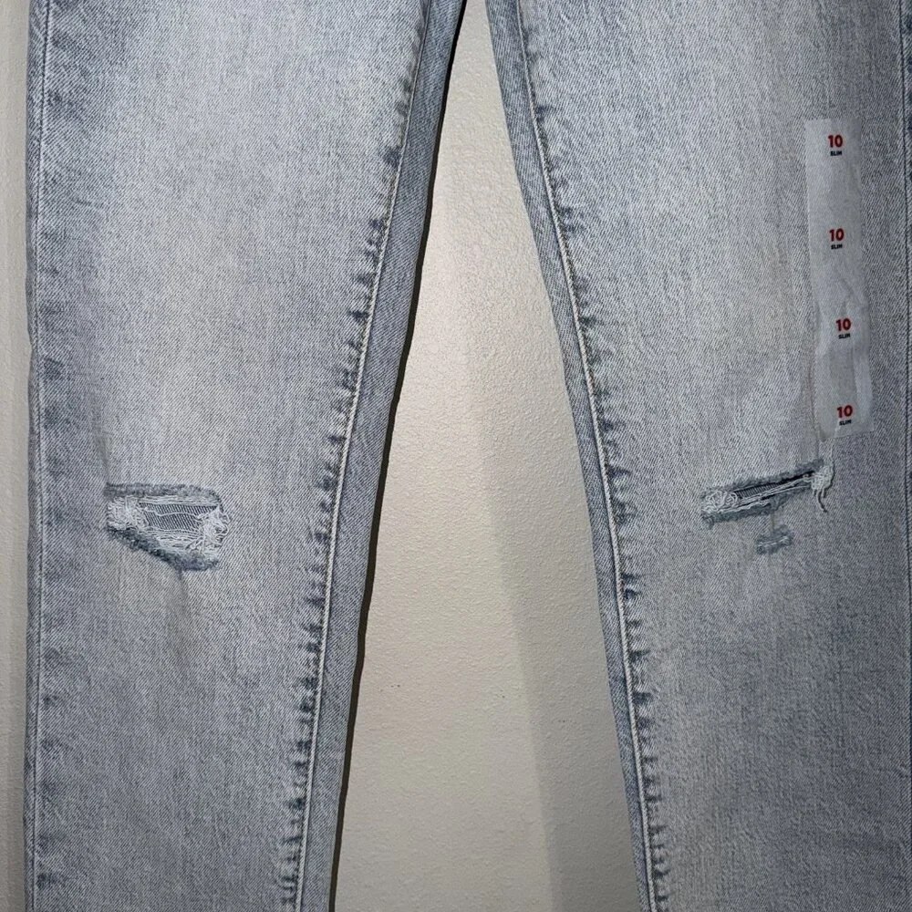 Old Navy Girls Jeans Slim Light Wash Size 10 NEW Adjustable Waist Distressed‎